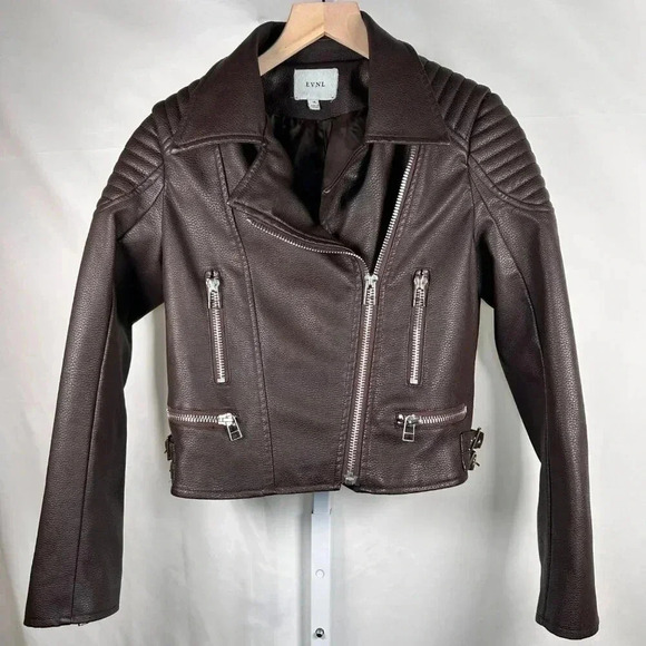 EVNL Jackets & Blazers - EVNL Moto Jacket Size Medium Faux Leather City Streetwear Brown Biker